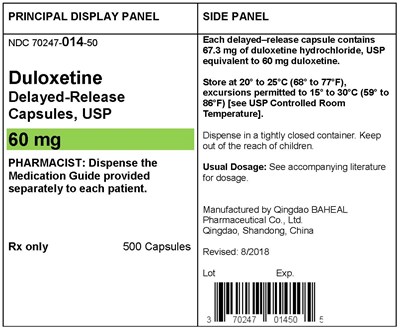 label-60mg-500capsules.jpg PACKAGE LABEL- Duloxetine Delayed-Realease Capsules 60 mg, bottle of 500 - label 60mg 500capsules