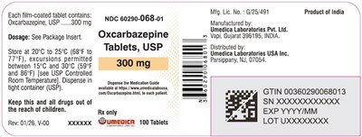 Image Description (Oxcarbazepine Tabs Usp 300mg 100s Bottle Label)