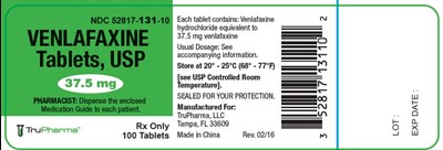 venlafaxine-fig2.jpg PACKAGE LABEL-PRINCIPAL DISPLAY PANEL - 37.5 mg (100 Tablet Bottle) - venlafaxine fig2