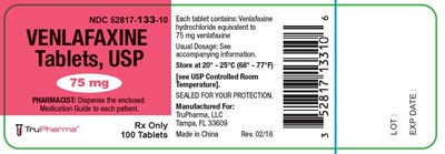venlafaxine-fig4.jpg PACKAGE LABEL-PRINCIPAL DISPLAY PANEL - 75 mg (100 Tablet Bottle) - venlafaxine fig4