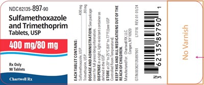 image description - sulfamethoxazole and trimethoprim tablet 400mg 80mg 90s label
