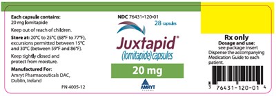 juxtapid-07.jpg PRINCIPAL DISPLAY PANEL - 20 mg Capsule Bottle Label - juxtapid 07