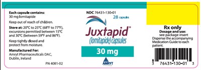 juxtapid-09.jpg PRINCIPAL DISPLAY PANEL - 30 mg Capsule Bottle Label - juxtapid 09