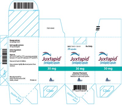juxtapid-10.jpg PRINCIPAL DISPLAY PANEL - 30 mg Capsule Bottle Carton - juxtapid 10