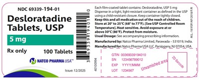 Desloratadine-bottle-label (Desloratadine Tablet 5mg 100 Tablets)