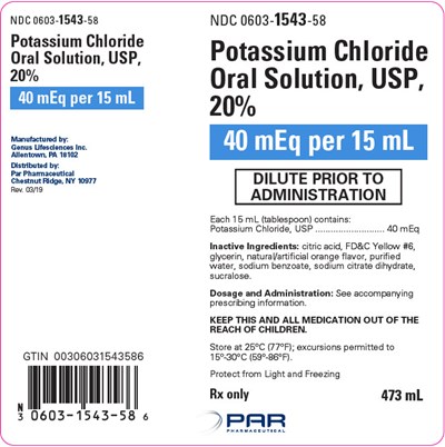 potassium-02.jpg PRINCIPAL DISPLAY PANEL - 40 mEq per 15 mL Bottle Label - potassium 02