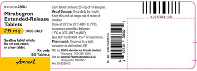 25mg 90ct Label (Mirabegron Extended Release Tablets 10)