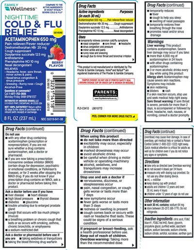 Acetaminophen 650 mg Dextromethorphan Hbr 20 mg Doxylamine Succinate 12.5 mg Phenylephrine HCl 10 mg (Nighttime Severe Cold And Flu Berry Liquid 1)