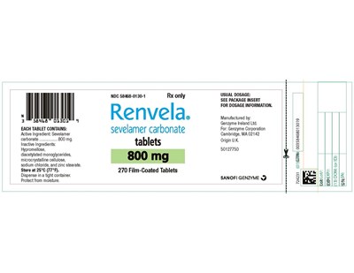 renvela-05.jpg Package Label - Principal Display Panel - 800 mg Tablets, 270 per Bottle - renvela 05