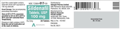 sildenafil-tabs-usp-100mg-30s.jpg Sildenafil Tablets 100 mg - NDC 72888-017-30 - 30 Tablets Label - sildenafil tabs usp 100mg 30s