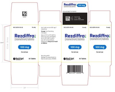 image description - rezdiffra carton label 100mg 90ct