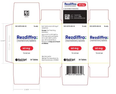 image description - rezdiffra carton label 60mg 30ct
