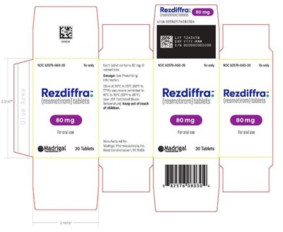 image description - rezdiffra carton label 80mg 30ct