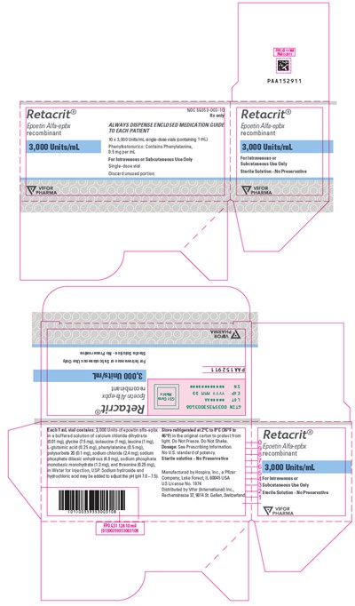 retacrit-20.jpg PRINCIPAL DISPLAY PANEL - 3,000 Units/mL Vial Carton - retacrit 20