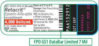 retacrit-21.jpg PRINCIPAL DISPLAY PANEL - 4,000 Units/mL Vial Label - retacrit 21