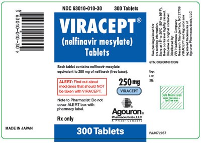 viracept-03.jpg PRINCIPAL DISPLAY PANEL - 250 mg Tablet Bottle Label - viracept 03