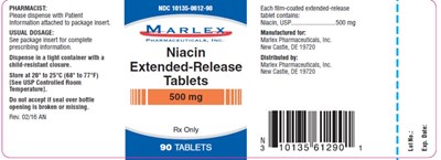 niacin-extended-release-02.jpg PRINCIPAL DISPLAY PANELNDC 10135-0612-90MarlexNiacinExtended- Release Tablets500 mgRx Only90 Tablets - niacin extended release 02