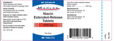 niacin-extended-release-04.jpg PRINCIPAL DISPLAY PANELNDC 10135-0614-90MarlexNiacinExtended- Release Tablets1000 mgRx Only90 Tablets - niacin extended release 04