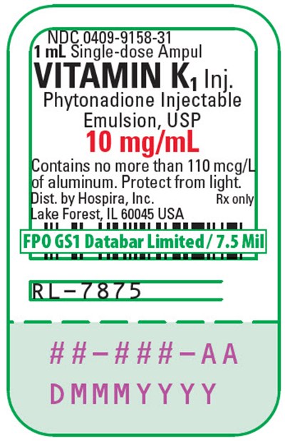 vitamin-k1-05.jpg PRINCIPAL DISPLAY PANEL - 1 mL Ampul Label - RL-7126 - vitamin k1 05