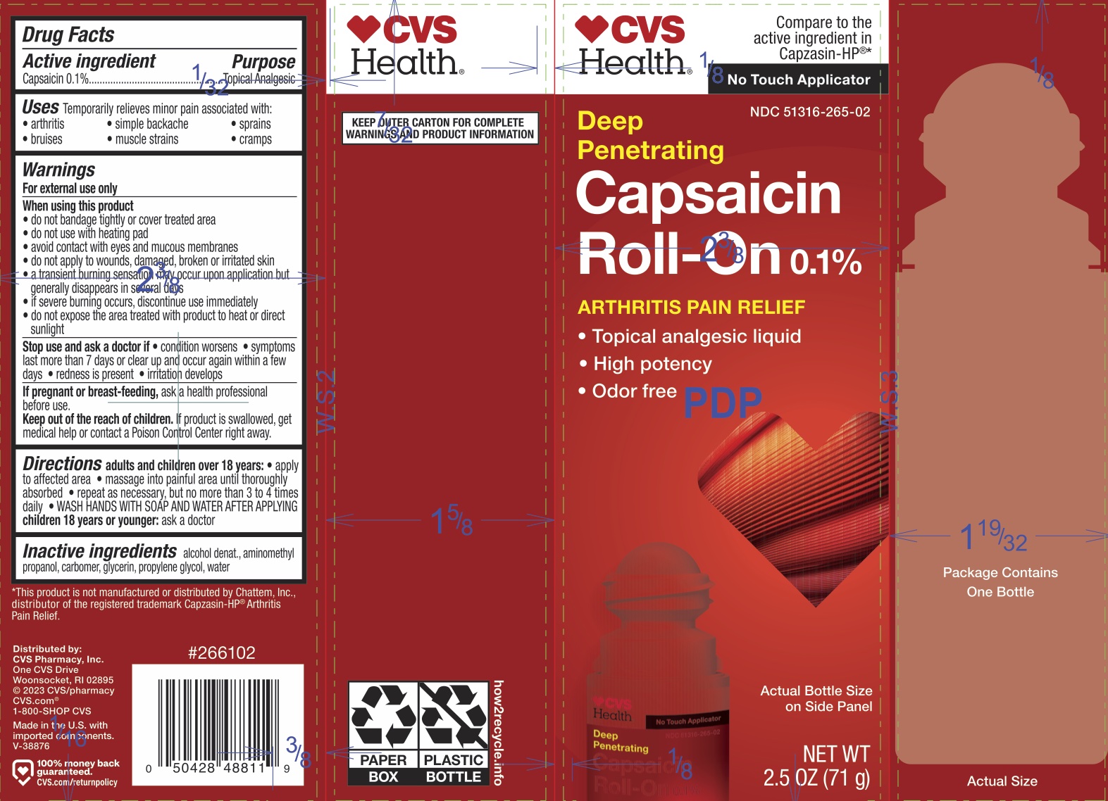 NDC 51316265 Cvs Rollon Gel Topical Label Information Details