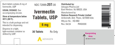 Image Description (Ivermectin 6mg Bottle Label)