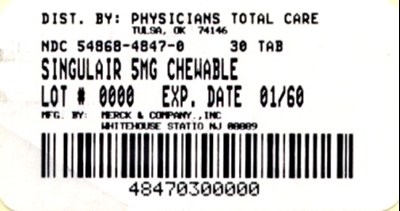 4847.jpg PRINCIPAL DISPLAY PANEL - Chewable Tablets - Bottle Label 5 mg - 4847