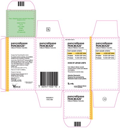 pancreaze-01.jpg PRINCIPAL DISPLAY PANEL - 100 Capsule Bottle Carton - NDC 62541-402-10 - pancreaze 01