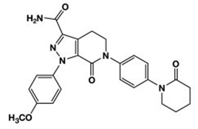 apixaban-struct.jpg Apixaban Chemical Structure - apixaban struct