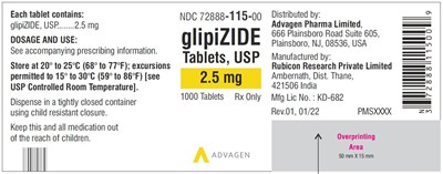 Glipizide Tablets 2.5mg (NDC 72888-115-00)