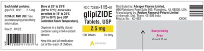 Glipizide Tablets 2.5mg (NDC 72888-115-01)