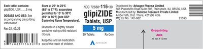 Glipizide Tablets 5mg (NDC 72888-116-30)