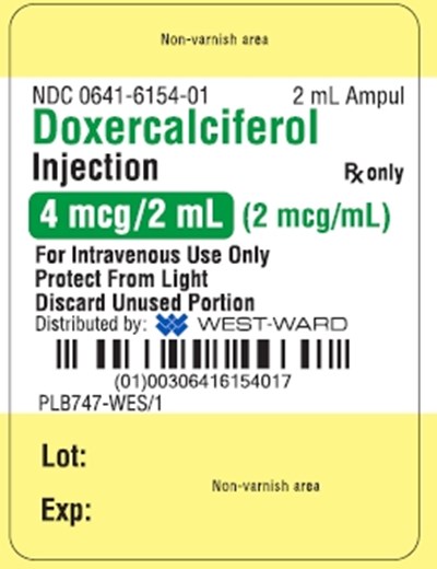 doxercalciferol-injection-2.jpg NDC 0641-6154-01 2 mL Ampul Doxercalciferol Injection Rx only 4 mcg/mL (2 mcg/mL) For Intravenous Use Only Protect From Light Discard Unused Portion - doxercalciferol injection 2