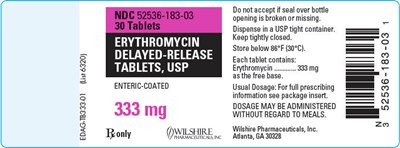 erythromycin-03.jpg PRINCIPAL DISPLAY PANEL - 333 mg Tablet Bottle Label - erythromycin 03