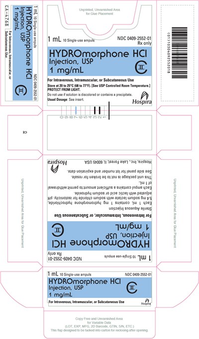 PRINCIPAL DISPLAY PANEL - 1 mg/mL Ampule Box - hydromorphone 11
