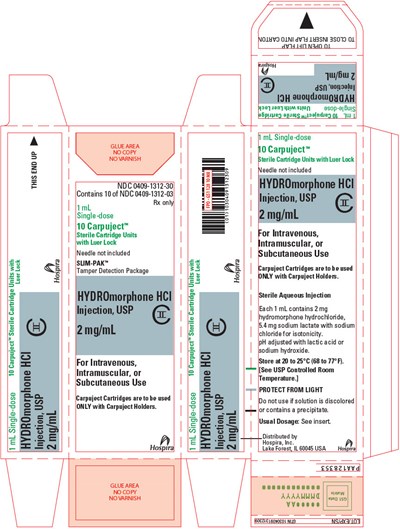 PRINCIPAL DISPLAY PANEL - 2 mg/mL Cartridge Carton - hydromorphone 27