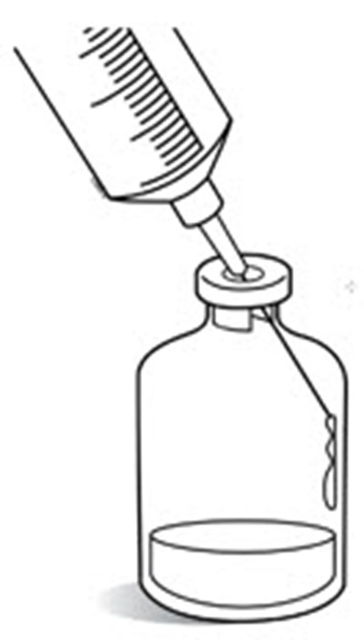 kyprolis-01.jpg 3. Use a 21 gauge or larger gauge needle (0.8 mm or smaller external diameter needle) to aseptically reconstitute each vial by slowly injecting 29 mL (for 60 mg vial) or 15 mL (for 30 mg vial) Sterile Water for Injection, USP, through the stopper and directing the solution onto the INSIDE WALL OF THE VIAL to minimize foaming. - kyprolis 01