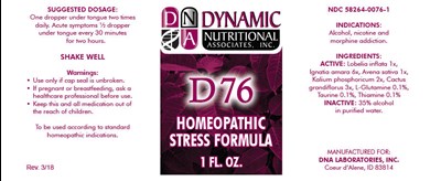 d76-01.jpg PRINCIPAL DISPLAY PANEL - 1 FL. OZ. Bottle Label - d76 01