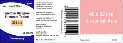 Tenofovir Disoproxil Fumarate 300mg 30s Count Container Label (300mg30slabel)