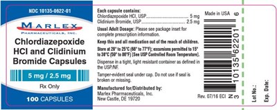 Principal Display Panelndc 10135-0622-01chlordiazepoxidehcl And Clidiniumbromide Capsules5 mg / 2.5 mgrx Only100 Capsules (Chlordiazepoxide Hydrochloride And Clindinium Brom 03)