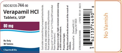 image description - verapamil hcl tablets usp 80mg bottle label