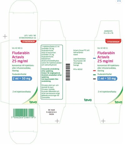 image-13.jpg Vnr 42 48 11 CYTOSTATIKUM Fludarabin Actavis 25 mg/ml koncetrat till injektions- eller infusionsvätska, lösning fludarabinfosfat 2 ml = 50 mg 2 ml injektionsflaska English Translation CYTOSTATICS No. 42 48 11 Fludarabin Actavis 25 mg/ml concentrate for solution for injection or infusion fludarabin phosphate 2 ml = 50 mg 2 ml vial - image 13