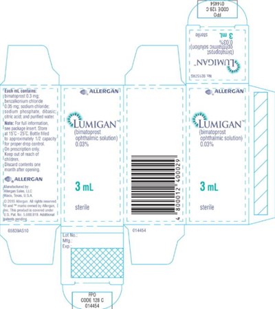 lumigan-03-02.jpg ALLERGAN™Rx BIMATOPROSTOPHTHALMICSOLUTION 0.03% LUMIGAN™3 mLsterile FOR EXTERNAL USE ONLY - lumigan 03 02