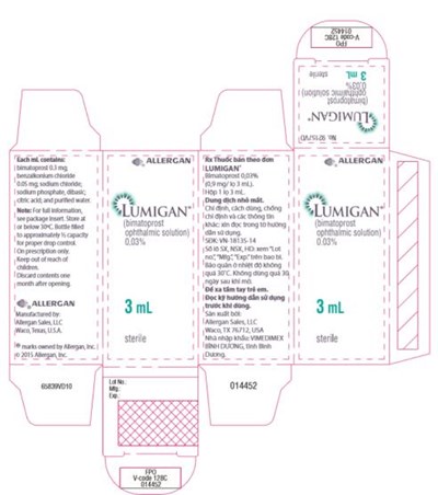 ®ALLERGANLUMIGAN™(BIMATOPROSTOPHTHALMICSOLUTION)0.03% 3 mLsterile - lumigan 03 05