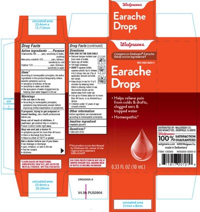 walgreens-earache-drops-01.jpg PRINCIPAL DISPLAY PANELNDC 0363-9022-11EaracheDrops0.33 FL OZ (10 mL) - walgreens earache drops 01
