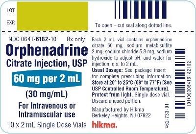 Orphenadrine 2 mL Vial Container Label (Orphenadrine Citrate Injection 3)