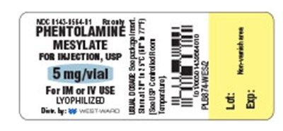 NDC 0143-9564-01 Rx only Phentolamine Mesylate for Injection, USP 5 mg/vial FOR IM OR IV USE LYOPHILIZED USUAL DOSAGE: See package insert Store at 20º to 25ºC (68º to 77ºF) [ See USP Controlled Room Temperature]. - phentolamine mesylate for injection usp 2