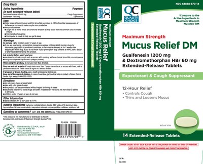 Dextromethorphan Hbr 60 mg Guaifenesin 1200 mg (Mucus Relief Dm 1200 mg 60 mg Extended Release Cap 1)