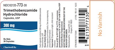 Image Description (Trimethobenzamide HCl Caps 300mg 30s Bottle Label)