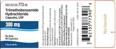 Image Description (Trimethobenzamide HCl Caps 300mg 90s Bottle Label)