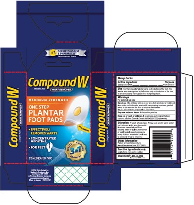 compound-w-one-step-plantar-foot-pads-01.jpg Principle Display Panel:Compound W®Salicylic Acid WART REMOVERONE STEP PLANTAR FOOT PADS 20 MEDICATED PADS - compound w one step plantar foot pads 01